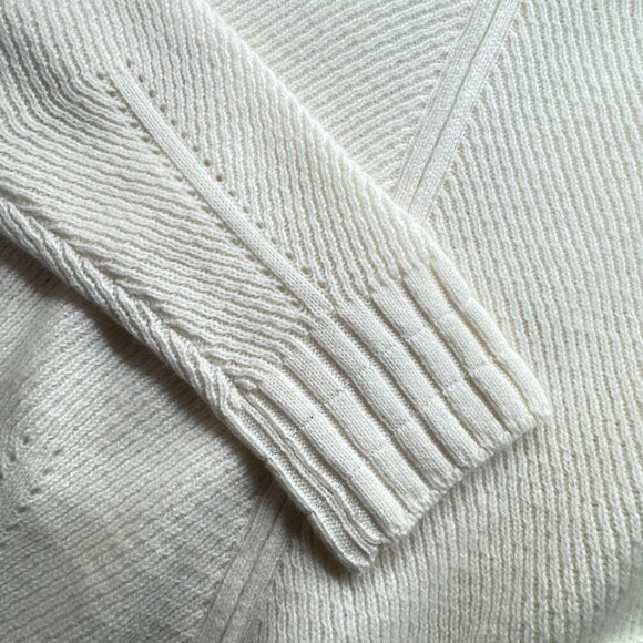 NWT The Cashmere Project Zip Textured Bomber Sweater in Frost White - Picture 4 of 12